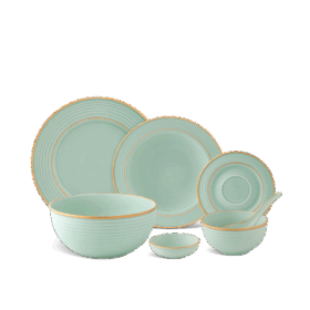  Bộ đồ ăn 30 sản phẩm - Cordon - Men Ngọc Sương Mờ (Trang trí Vàng) A001_3006A1522Vgomminhlong.com
