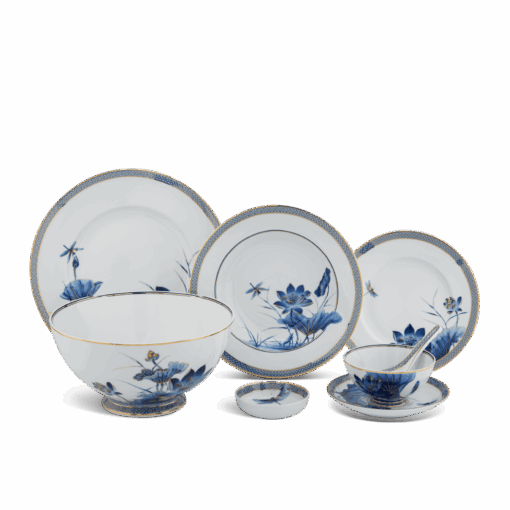 Bộ đồ ăn 30 sản phẩm - Hoàng Cung - Sen Vàng A001_30345gomminhlong.com