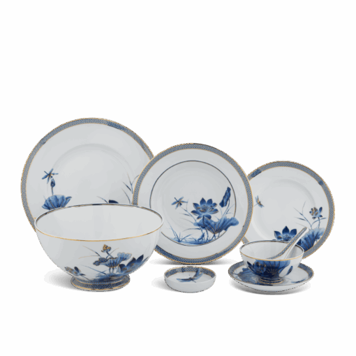 Bộ đồ ăn 30 sản phẩm - Hoàng Cung - Sen Vàng A001_30345gomminhlong.com