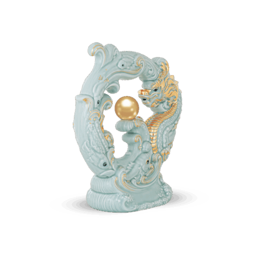 Tượng rồng Khải Đức 23.9 cm - Men Ngọc (bóng) A001_312357BMNVgomminhlong.com