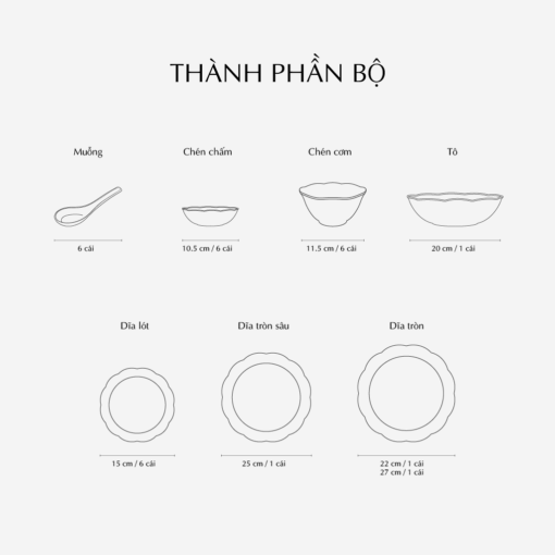 Bộ đồ ăn 32 sản phẩm - Sen IFP - Chỉ Bạch Kim A001_32043SENgomminhlong.com