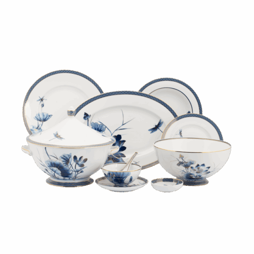 Bộ đồ ăn Âu-Á 45 sản phẩm - Hoàng Cung - Sen Vàng A001_4506AA345gomminhlong.com