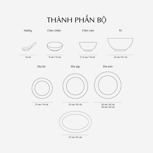 Bộ đồ ăn 10 người 48 sản phẩm - Hoàng Cung - Hồn Việt A001_4810DD038gomminhlong.com