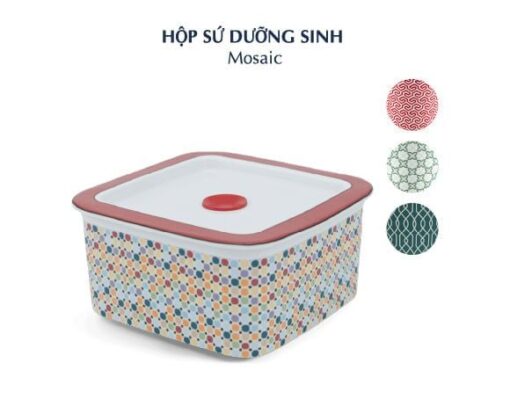 Hộp dưỡng sinh vuông đựng thực phẩm 15 cm + nắp - Dưỡng Sinh - Mosaic (LTD) A001_211566LTDgomminhlong.com
