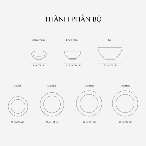 Bộ đồ ăn 23 sản phẩm - Jasmine - Cá Cơm Sương Mờ A001_23JAS519gomminhlong.com