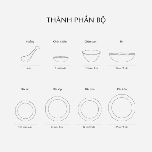 Bộ đồ ăn 6 người 32 sản phẩm - Đài Các IFP - Trang trí hoa A001_32247gomminhlong.com