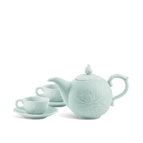 Bộ trà 0.7 L - Sen - Men Ngọc Sương Mờ A001_68706352203gomminhlong.com
