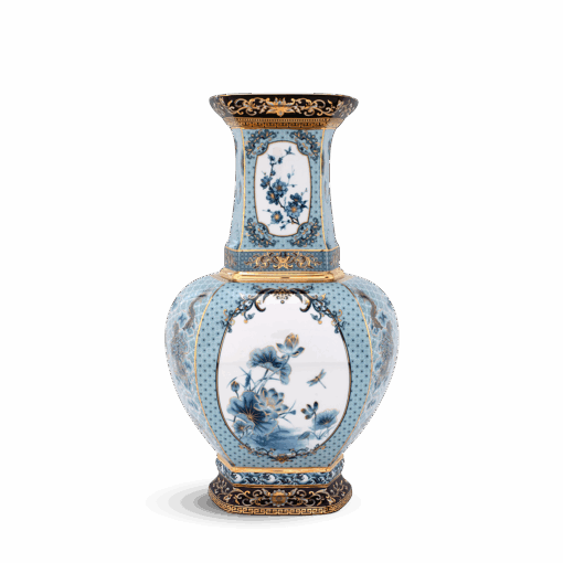 Bình hoa lục giác 45 cm (không quai) - Bình Hoa - Thịnh Vượng (xanh dương) A001_694557521gomminhlong.com