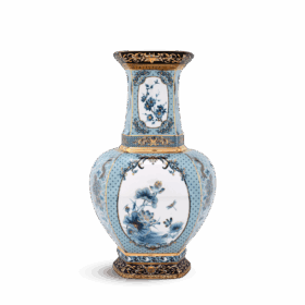 Bình hoa lục giác 45 cm (không quai) - Bình Hoa - Thịnh Vượng (xanh dương) A001_694557521gomminhlong.com