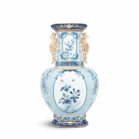  Bình hoa lục giác 45 cm (quai rồng) - Bình Hoa - Thịnh Vượng (xanh dương) A001_694535521gomminhlong.com