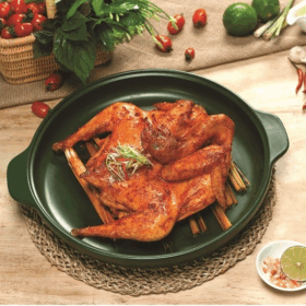  Chảo nướng dưỡng sinh 28 cm + nắp có lỗ - HealthyCook - Xanh Rêu A001_062898464Lgomminhlong.com
