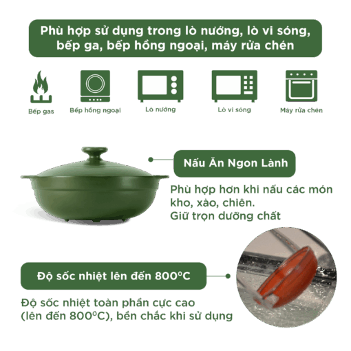 Nồi dưỡng sinh Luna (Nồi cạn) 3.0 L + nắp (CK) - Xanh Rêu A001_213039464gomminhlong.com