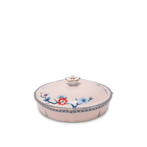 Khay mứt 5 ngăn - Hoa Đào Thịnh Vượng (Viền vàng) A001_212471496Bgomminhlong.com