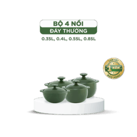 Bộ 4 Nồi Dưỡng Sinh (Bếp gas, hồng ngoại) - HealthyCook (0.35L/0.55L - 0.4L/0.85L) A001_BONOIM5gomminhlong.com