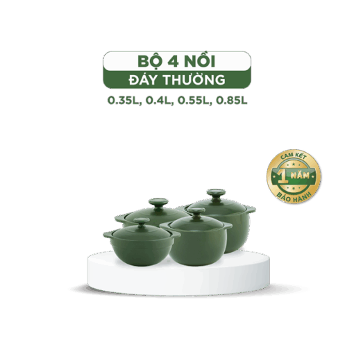 Bộ 4 Nồi Dưỡng Sinh (Bếp gas, hồng ngoại) - HealthyCook (0.35L/0.55L - 0.4L/0.85L) A001_BONOIM5gomminhlong.com
