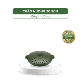 Chảo nướng dưỡng sinh 20.5 cm + nắp có lỗ A001_062098464gomminhlong.com